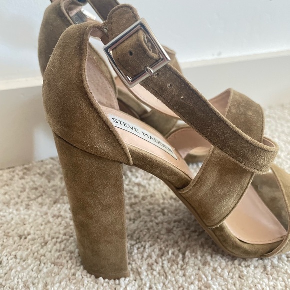 Steve Madden olive green cross ankle pumps 4 inch heel size 8 excellent conditio - Picture 3 of 9